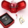 Double Opening Rose Heart Necklace Gift Box - Christmas Jewelry Box with Drawer
