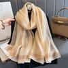 Women's Silk Scarf: High-End Korean Style Gold Thread, Autumn/Winter Shawl