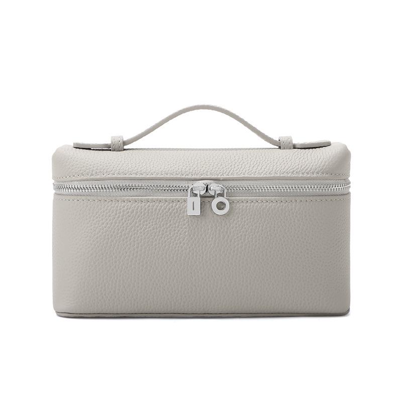 Sac Boîte à Lunch en Cuir de Vachette Pleine Fleur pour Femme, Nouveau Style 2025, Sac Blanc Porté Main/Bandoulière pour Téléphone