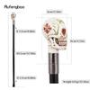 White Resin Red Flower Skull Head Walking Cane Fashion Decorative Steel Stick Gentleman Elegant Cosplay Cane Knob Crosier 94cm