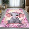 Elephant Cartoon Rug Kids Room Cute Animal Carpet Pink Bow Baby Play Mat Indoor Outdoor Rug Soft Comfortable