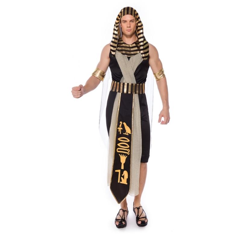 Man Egyptian Costume Set Women Egypt Queen Outfit Egyptian Collar Wristbands Belt Decorations for Halloween Cosplay