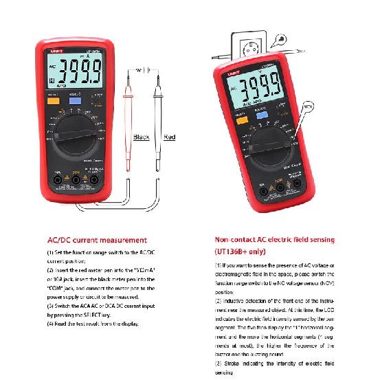 UNI-T UT136B+ Digital Multimeter Large LCD Dual Display 1000V 10A AC DC Voltmeter Current Test Meter UT136C+