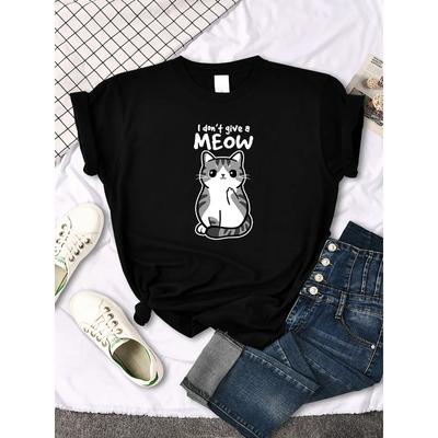 Lovely Cat Printing Women T-shirts Street Breathable Short Sleeve T Shirt Female Casual Fashion Summer O-Neck Clothes Tops T-Shirts Women’s