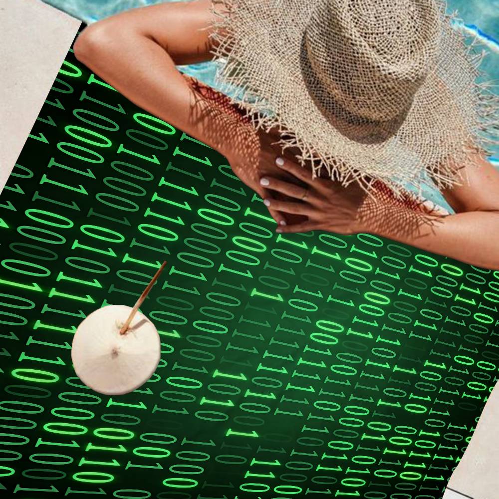 Binary Code The Matrix Program Chart Game Microfiber Blanket Quick Drying Beach Towels Oversized Printing Super Absorbent Pool