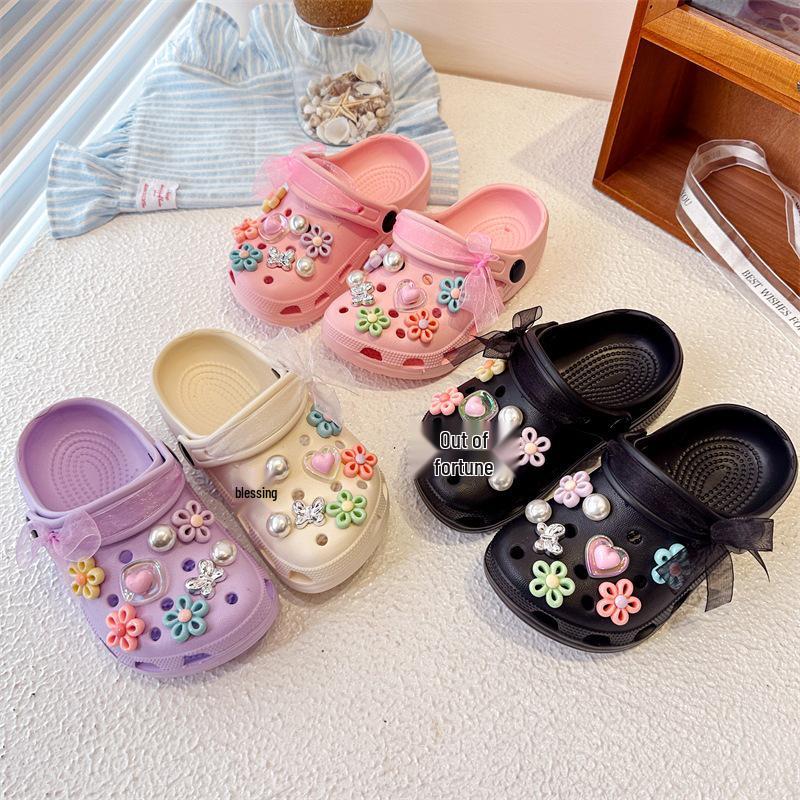 Non-slip Princess Flower Summer 2026 Girls' Sandals - Baby & Home, Outdoor, Parent-Child Slip-on Shoes