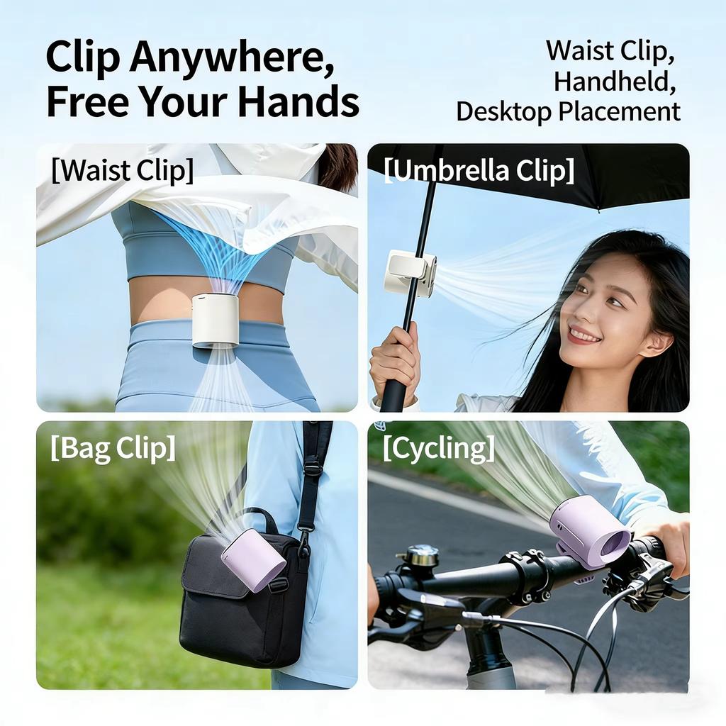 Portable Car Clip Fan 360° Rotatable 199 Speed Wind USB Cooled Rechargeable Electric Fan Low Noise Mini Fan Clamp Anywhere
