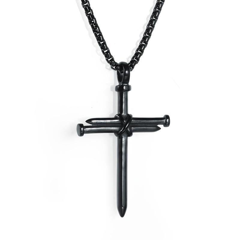 European Cross Men's Pendant Punk Style Men's Necklace Zircon