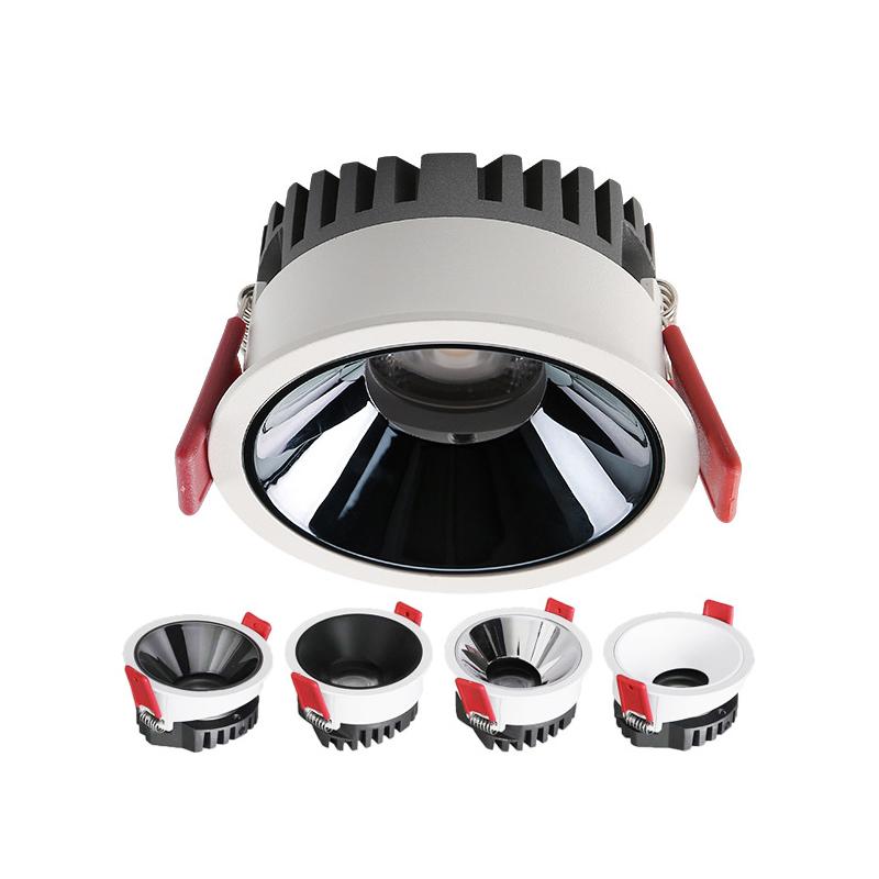Hög ljusstyrka Djup Bländskydd Led Cob Downlight Smal Inbyggd Ultratunn 9W 12W 15W Led Takspotlight Aluminium Downlights