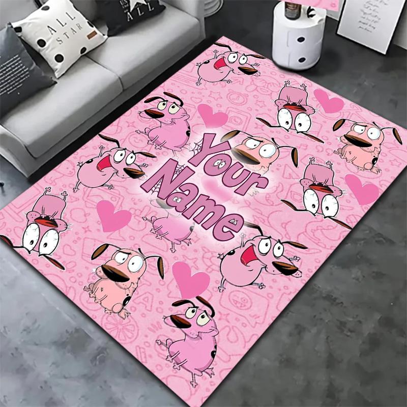 Pink Bunny Galaxy Custom Name Carpet Rug For Living Room Bedroom Home Sofa Decoration Kids Play Nonslip Floor Mat