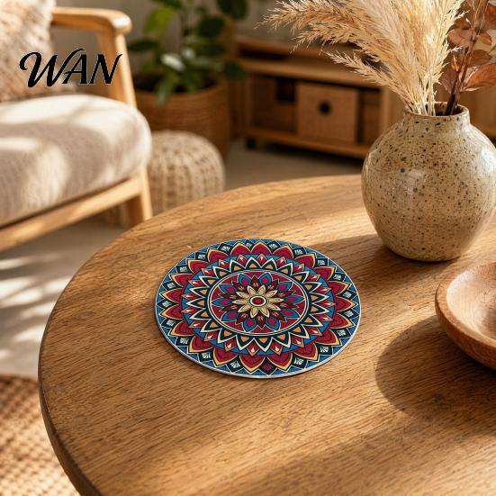 Non-slip Cup Coasters 8PCS Coasters, Colorful Wood with Non-Slip Heat Insulation Set Waterproof Drink Holder, for Home Office Dining Table Decorative