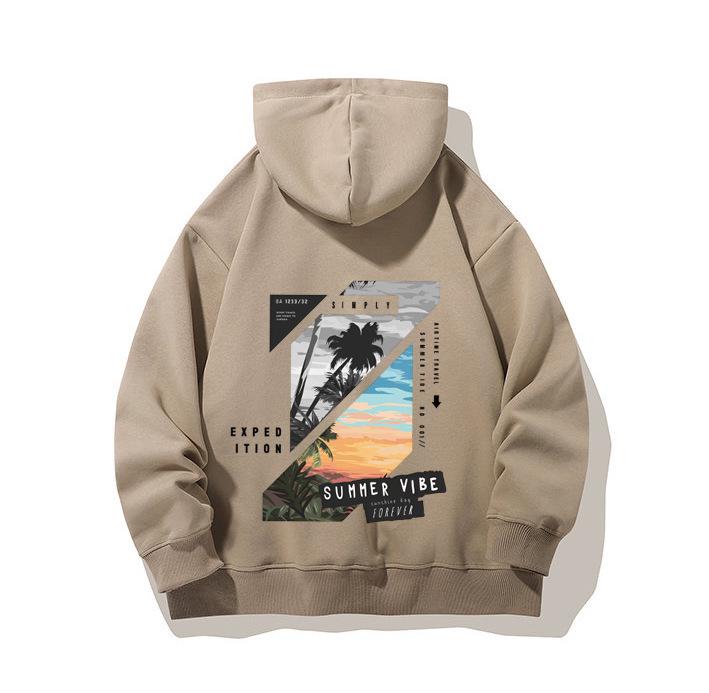 Unisex American Casual Printed Hooded Sweatshirt - Loose, Fashionable Long Sleeve Top
