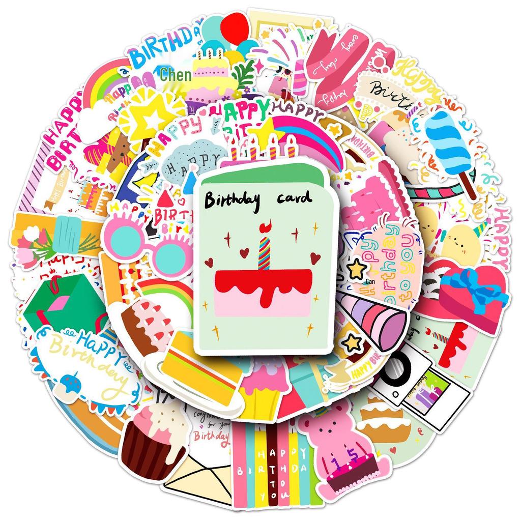 50 Cute Waterproof Cartoon Stickers: Birthday, Phone Case, and Suitcase Decoration