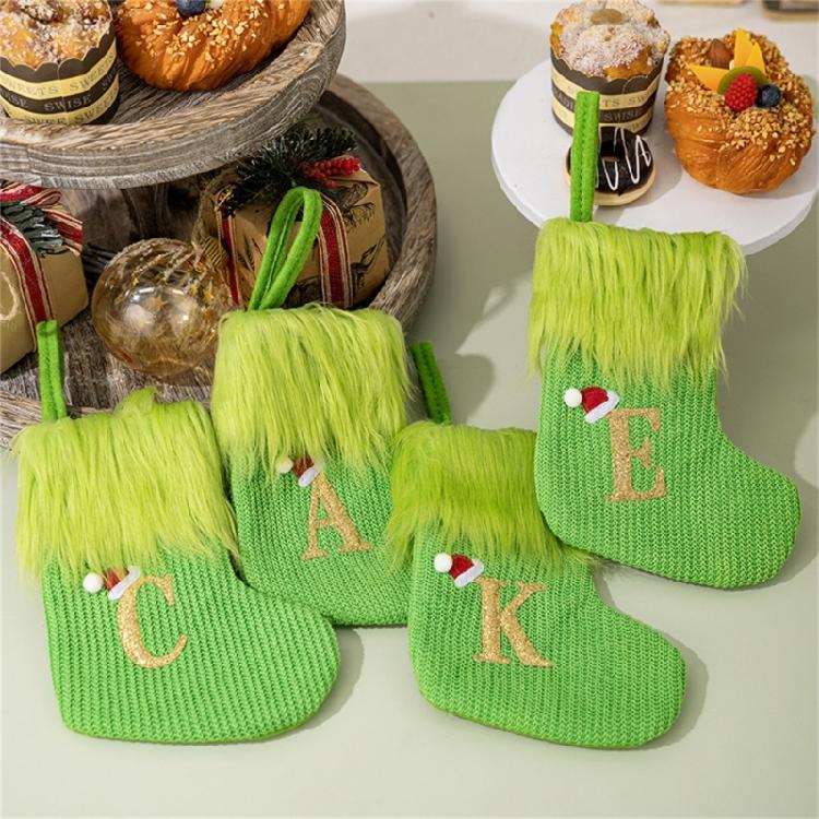 Stylish Embroidered Alphabets Christmas Stocking Knitted Festival Sock for Children Multicolors Holiday Stockings