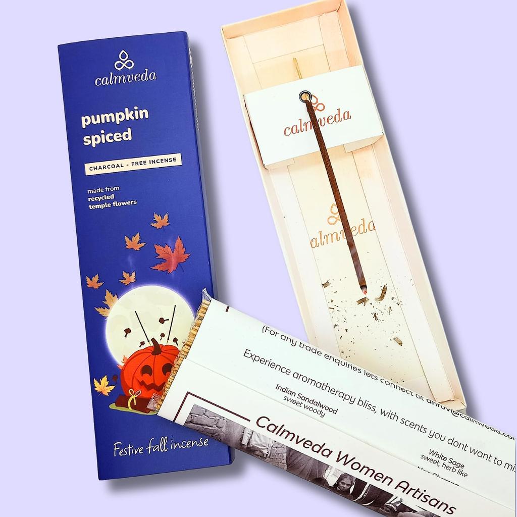 Calmveda Winter Pumpkin Spice Incense Sticks - 80 Insenses Charcoal Free