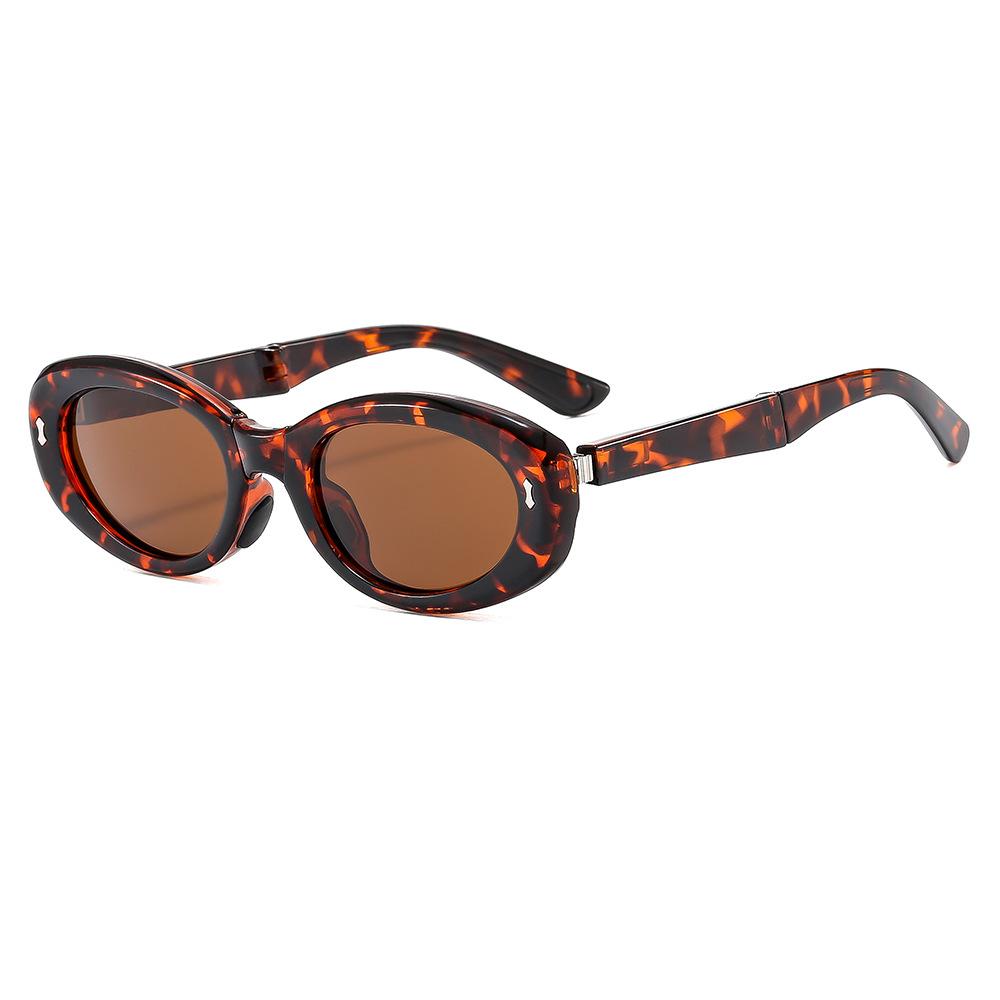 Sun Glasses Women Anti-reflective Elliptical Frame Folding Sunglasses Vintage Sunglasses for Men