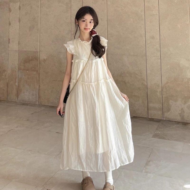 Sweet First Love Fairy Temperament Flying Sleeves Dress Schoolgirl Summer French Gentle Loose and Thin Medium and Long Dress