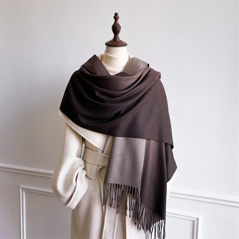 Luxury Winter Cashmere Scarf Women Gradient Handkerchief Warm Pashmina Female Shawl Wrap Soft Pareo Bufanda Winter Hijabs Stole