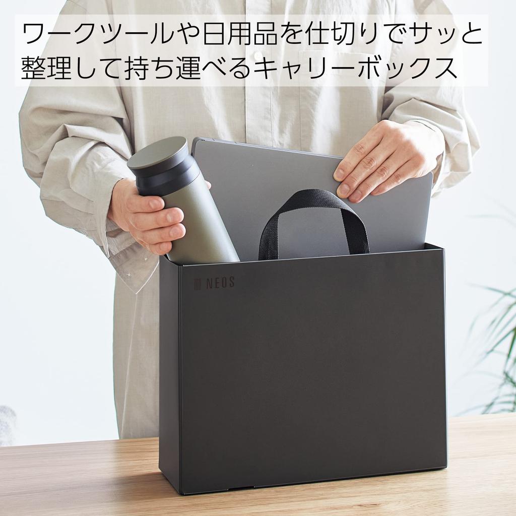 KOKUYO NEOS Carry for Neat Storage Box, A4P-NELFM-D, Black,