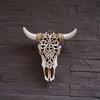Bullen Schädel Wanddeko Harz Bullen Schädel Ornament 3D Hohl Bullen Schädel Wandskulptur Retro Longhorn Kuhkopf Ornament für Zimmer