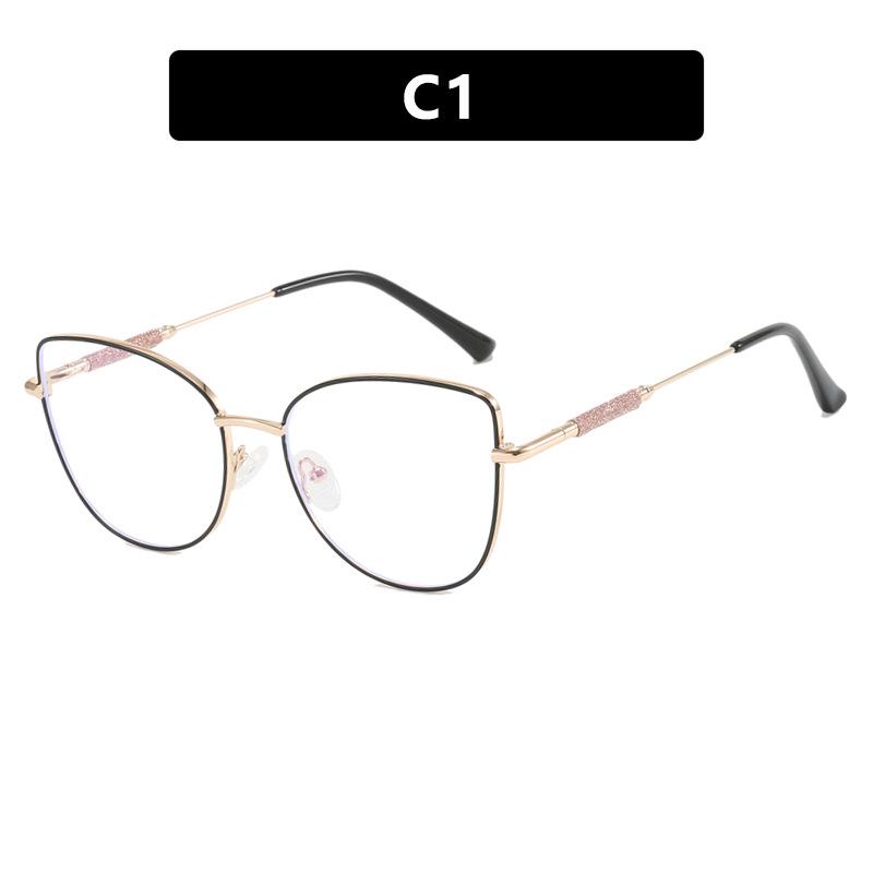 Metal Cat Eye Flat-Lens Glasses 2024: Trendy Anti-Blue Light Frames in Xiaohongshu Celebrity Style