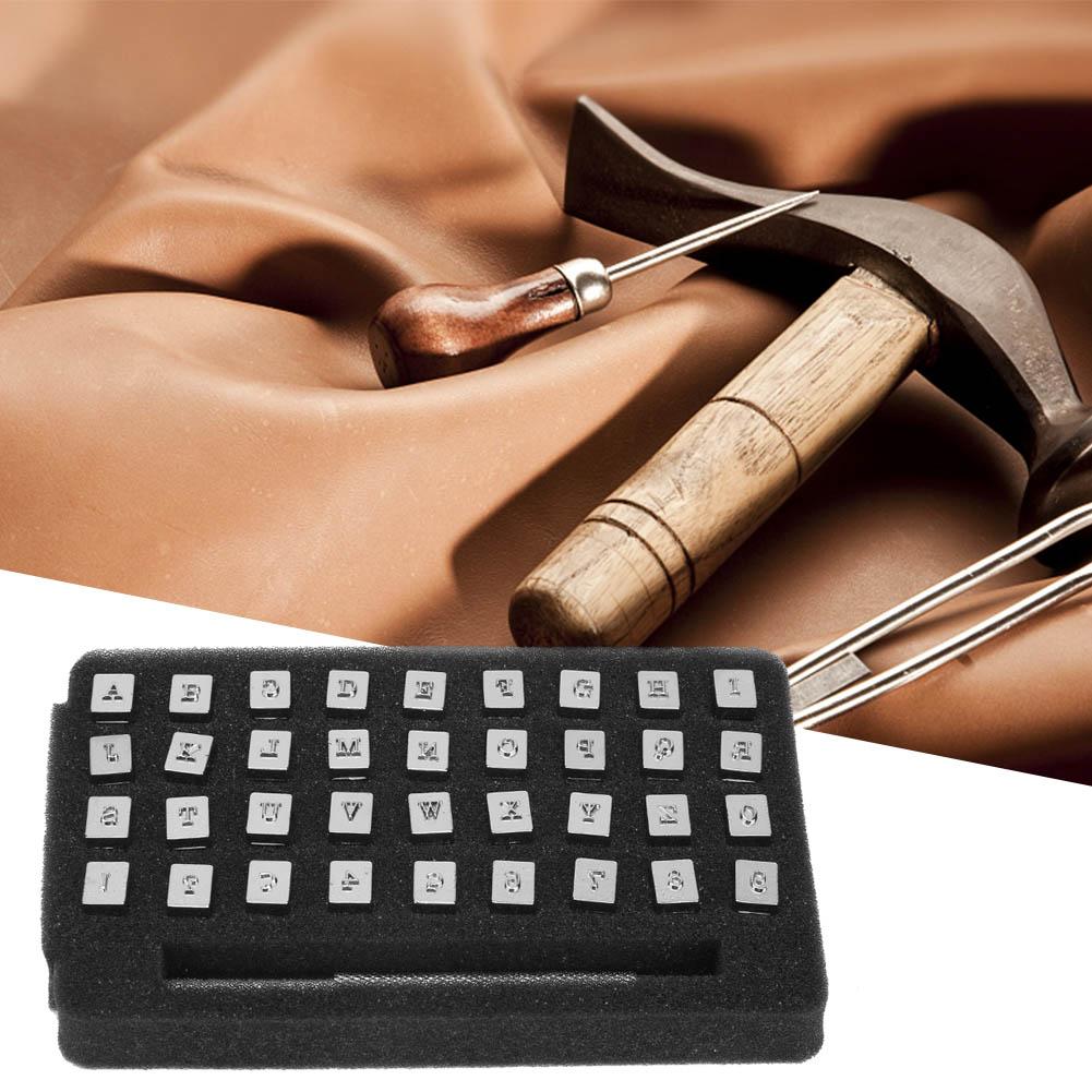 36pcs 13mm Leather Stamp Set Alphabet 26 Letters & 10 Numbers Punch Die DIY Leathercraft Tool