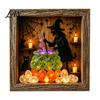 Small Halloween Figures Lighted Frame Ornaments, Light Up Shadow Box, Warm Festive Party Supplies Atmosphere LED Lights for Home Living Room