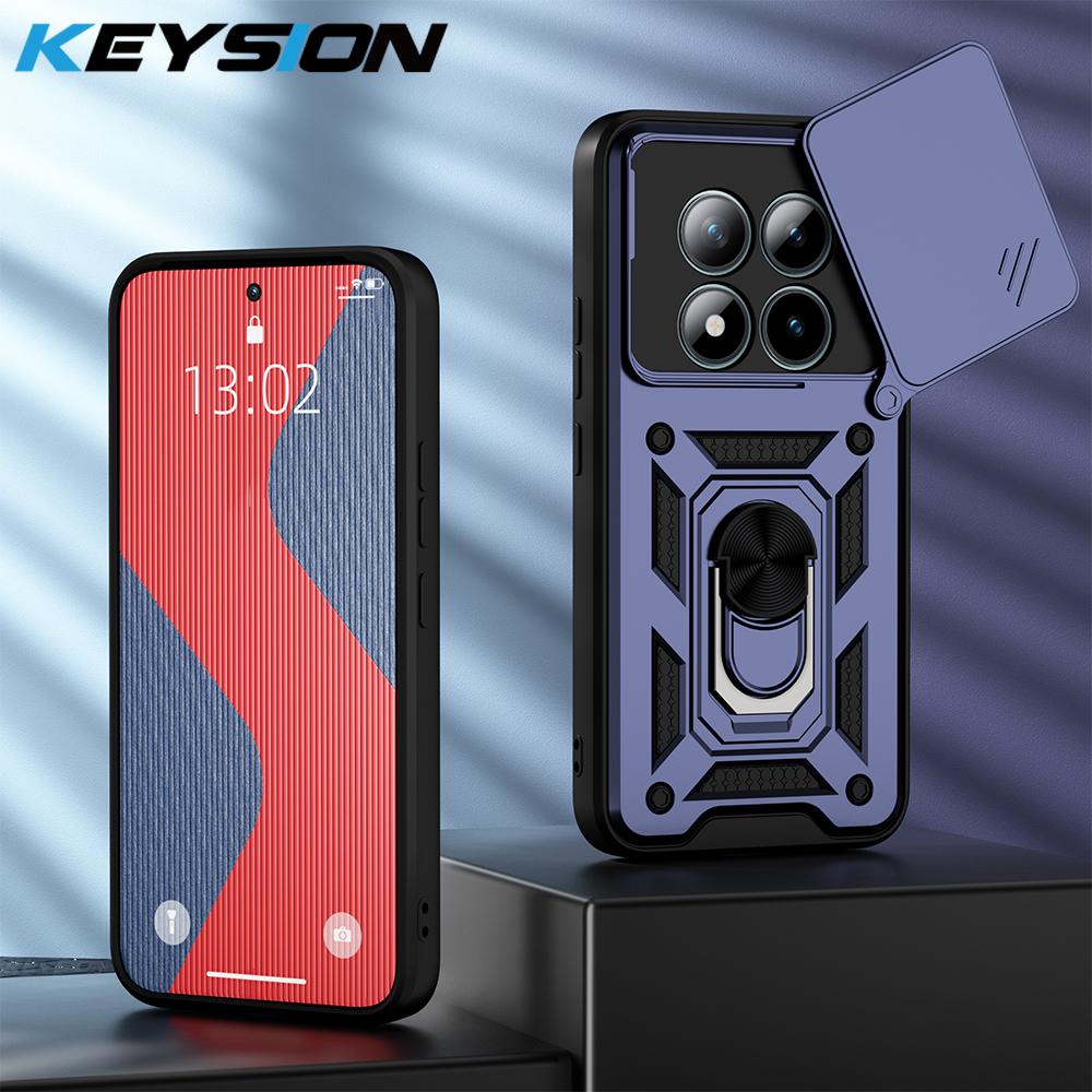 KEYSION Shockproof Case for Redmi Note 15 Pro 4G 15 Pro+ 5G Slide Camera Lens Protection Ring Stand Phone Cover for Redmi Note15