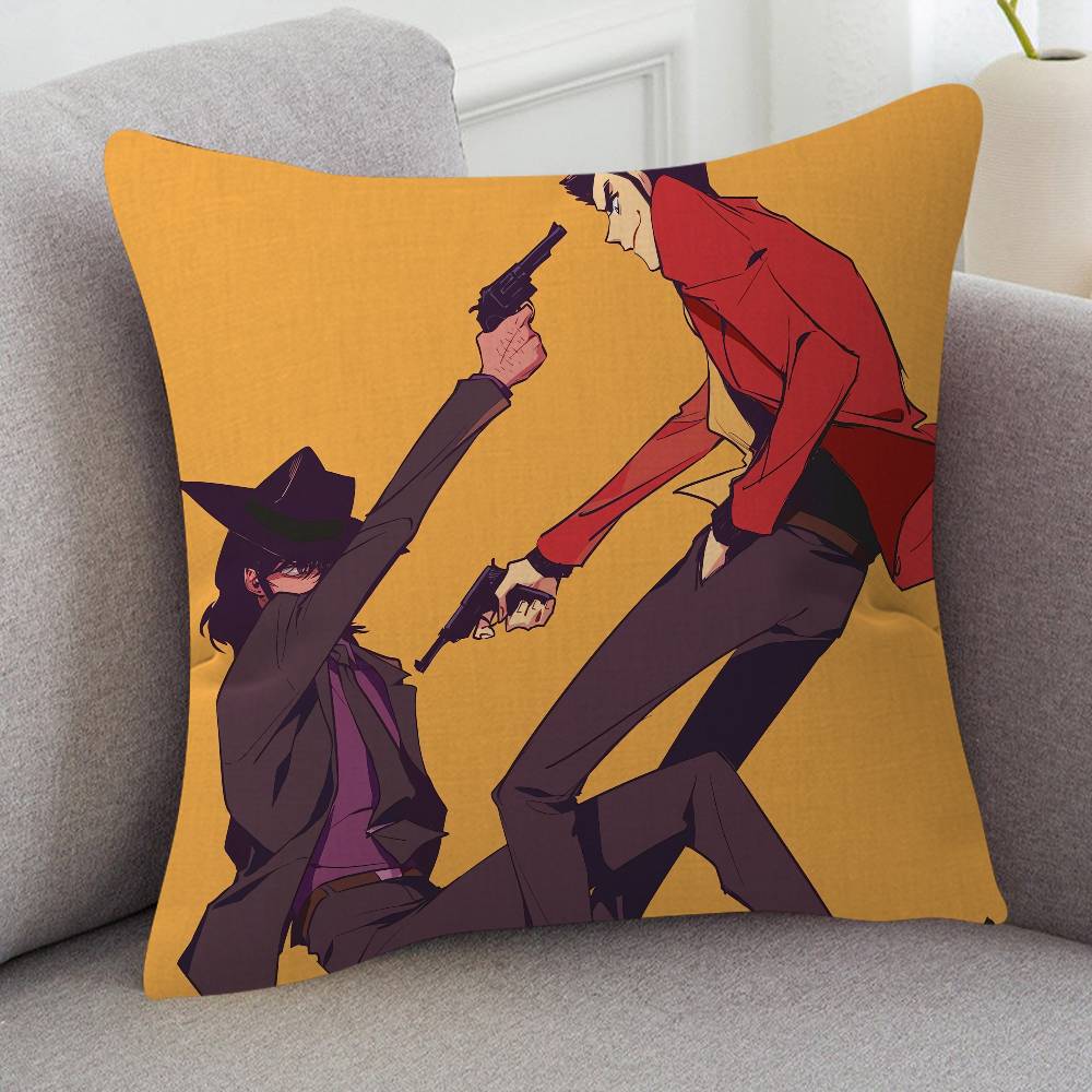 Anime Lupin The Third Soft Comfortable Pillow Case Cartoon For Sofa Living Cat Room Home Office Retro Decor Protective Cover