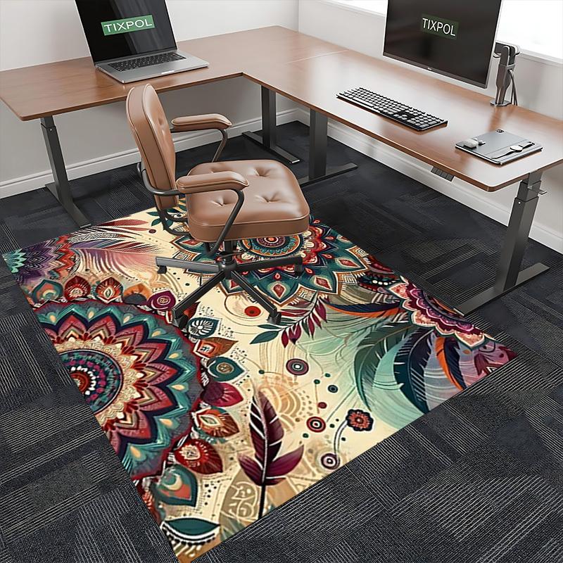 1pc Bohemian Mandala Office Chair Mat - Festival Gift, Non-Slip Carpet for Home Decor, Suitable for All Seasons.P037