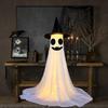 Halloween Ghost Decoration with LED Light Large White Scary Light Up Ghost with Witch Hat for Outdoor Front Porch Yard Garden Lawn Home Decor