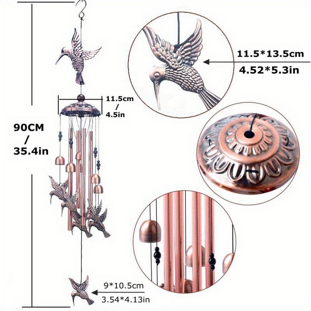 Handmade Copper Wind Chimes Metal Hummingbird Elephant Decorative Wind Chimes Memorial Bell Garden Decor For Garden Backyard