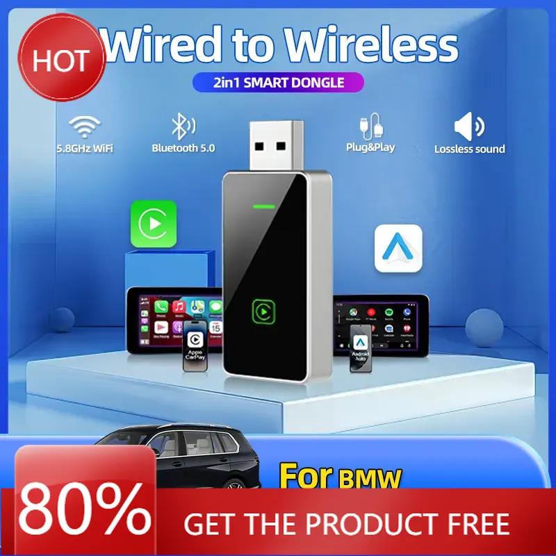 2025  Hot Carplay Wireless Adapter Android Auto 2in 1 Smart Dongle 2025 5G WIFI For iphone Android Phone For BMW X7 G07