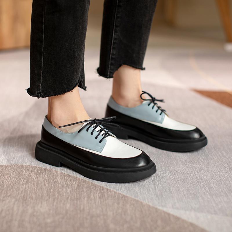 Fashion Natural Genuine Leather Flats Shoes Women Round Toe Casual Shoes Cross Tied Flats Footwear Female Shoes Spring 2025 New Pumps