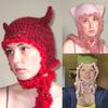 Halloween Beanie Knit Beanie Hat Unique Cat Ear Horn Hat Head Covering Party Holiday Warm Hat for Women