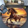Galloping Horse Round Area Rug,Carpet Rug for Living Room Bedroom Sofa Playroom Decor,Non-slip Floor Mat