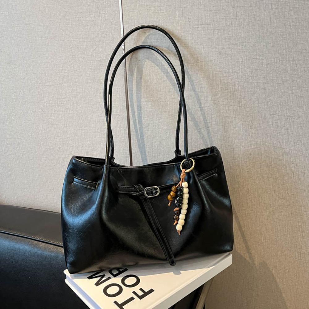 Suede/PU Leather Shoulder Bag Retro Elegant Handbag Available In 4 Colors Solid Color Commuting Tote Bag School/Travel/Work