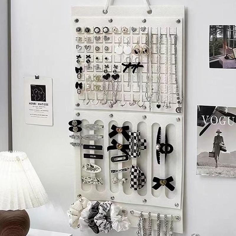 Large Capacity Hair Clip Hairband Holder Wall Hanging Earrings Necklace Storage Hanger Space Saving Organizer Wall Decor