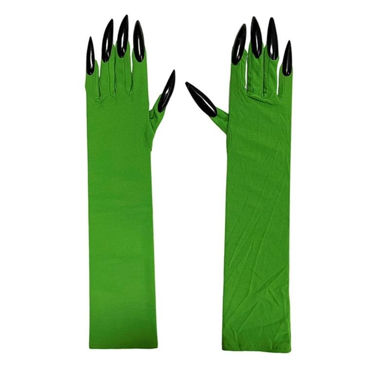 Frightening Green Long Nails Gloves Funny Cosplay Party Long Nails Witch Fingernails Gloves Dress Up