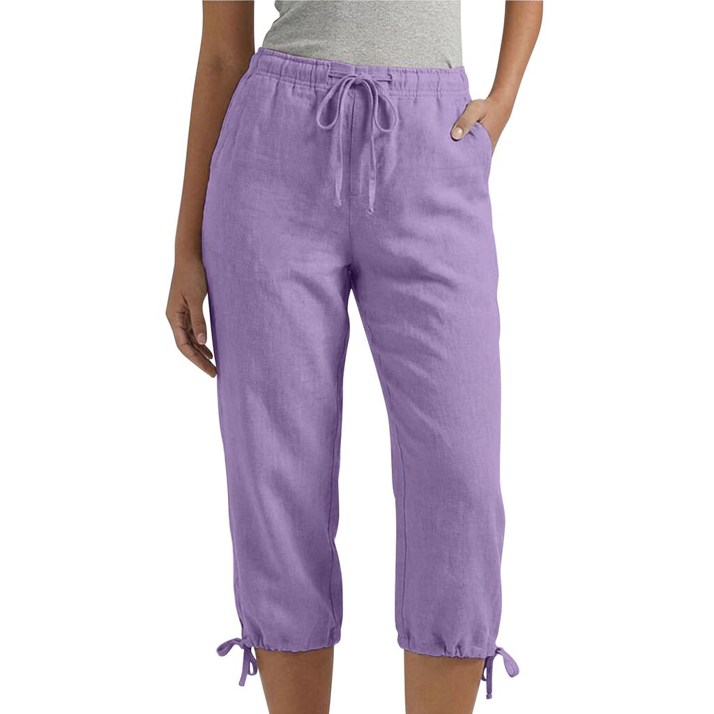 Women's Casual Loose High-Waisted Drawstring Seven-Inch Pants