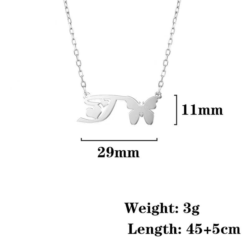 Stainless Steel Non-fading Women's Trendy Butterfly Letter Necklace