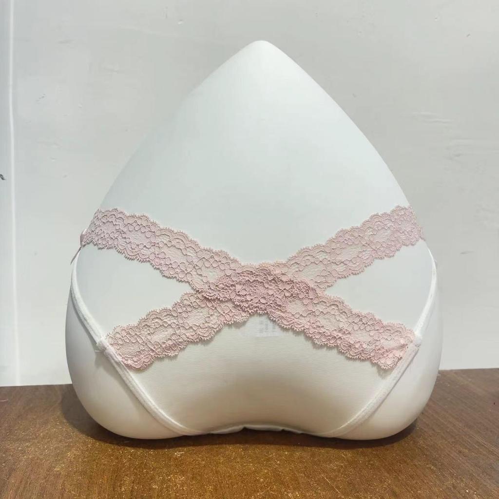 Rose Pink Lace Trim Satin Bowknot Panties for Women