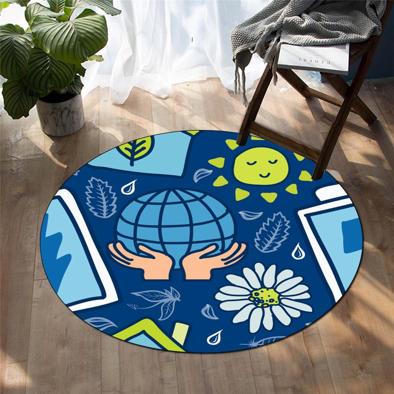 

Мультяшный принт для украшения дома, круглый ковер, коврик для гостиной, детский напольный круглый коврик, коврик для йоги, коврик для игрового стула для спальни 40cm