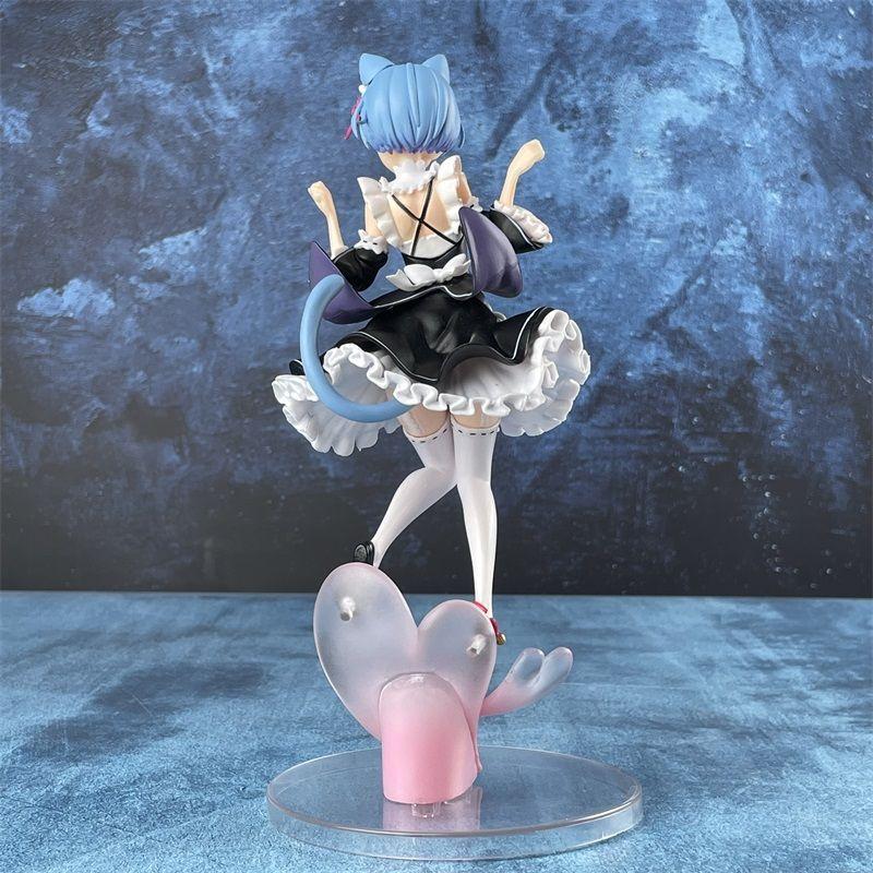 "Anime 'Re:Zero -Starting Life In Another World-' Rem, Rem with Cat Ears Maid Figure, Prize Beauty Handcrafted Display Model"