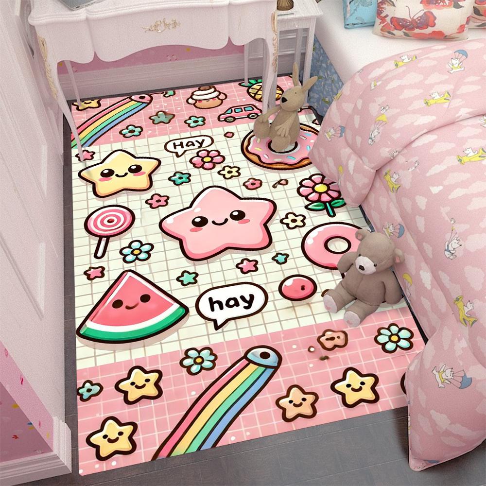 Cartoon Cute Star Carpet Living Room Kids Crawling Stars Play Mats Boy Girl Home Bedroom Bedside Decor Soft Non-slip Rugs