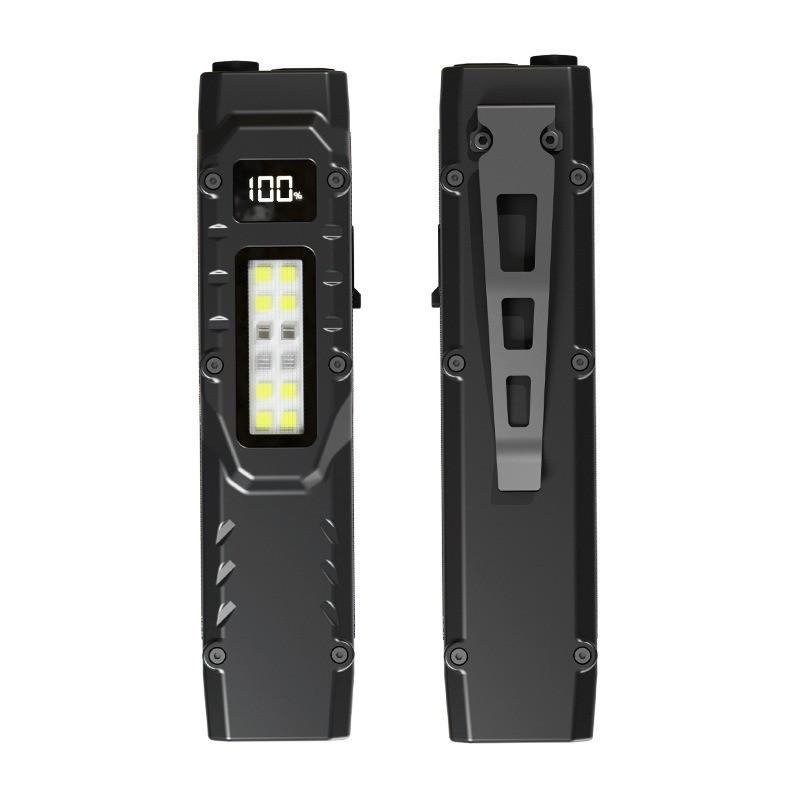 Ultra-Thin Portable LED Flashlight with Pen Clip and Digital Display for Outdoor EDC Tactical Use
