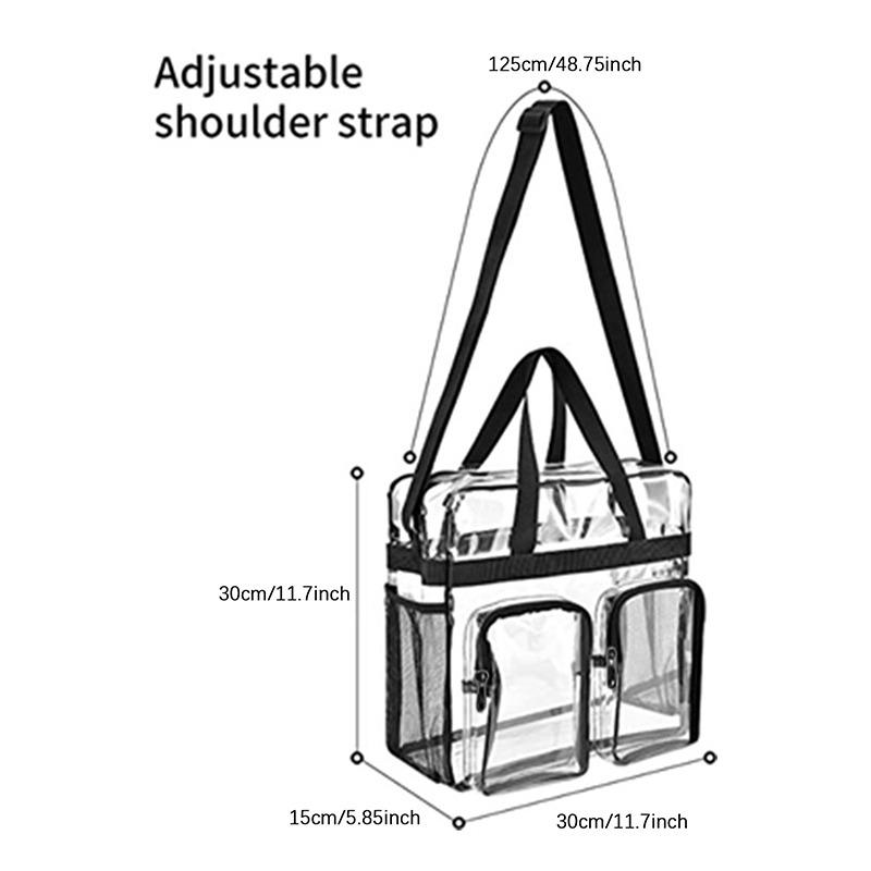 PVC Unisex Multi Pocket Casual Shoulder Bag Portable Large Capacity Transparent Waterproof Tote Bag