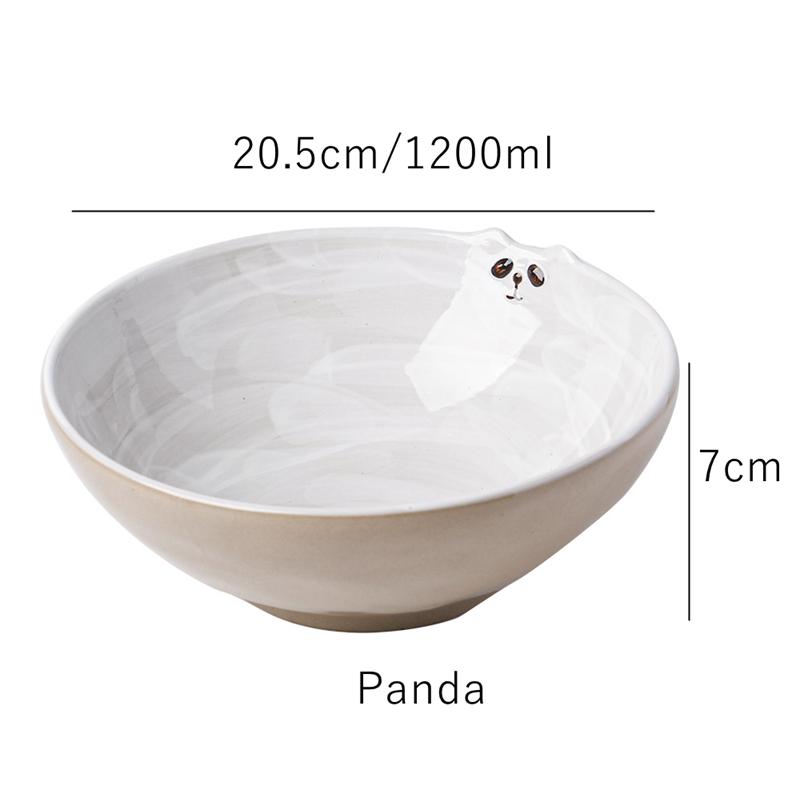 8 Inch Ceramic Ramen Bowl Hand-painted Animal Noodle Soup Bowl Salad Mixing Bowl Microwave Safe Dinnerware 1200ML