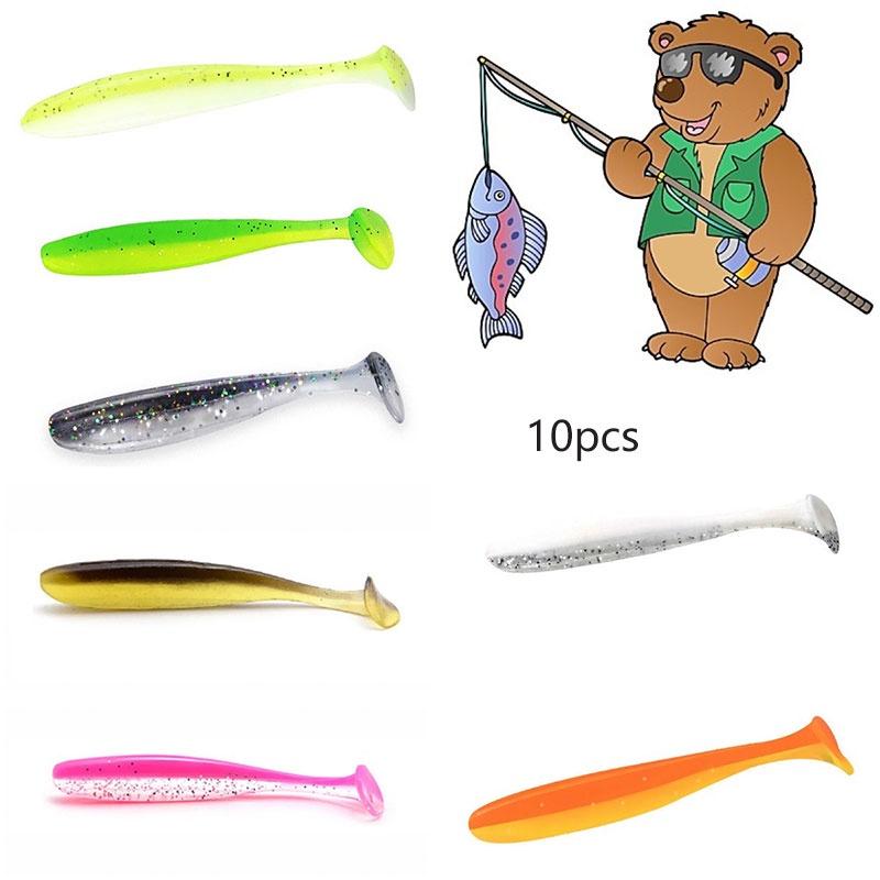 Fishing 10pcs Ttail Soft Lure Grouper Snapper Snakehead Perch Bait Longcasting