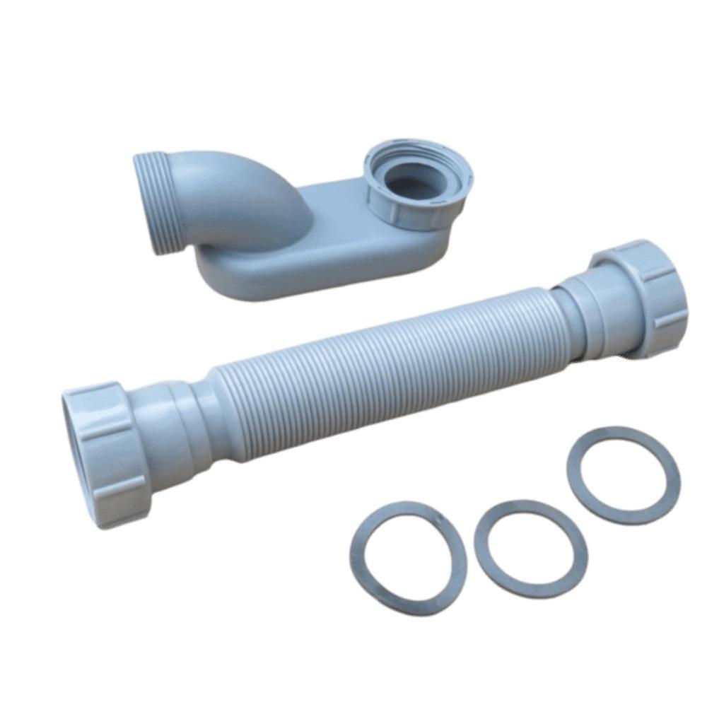 Verstellbares Abflussrohr Flexibler Flacher S-Bogen Langlebiger Freistehender Wannenabfluss Badewanne Dusche